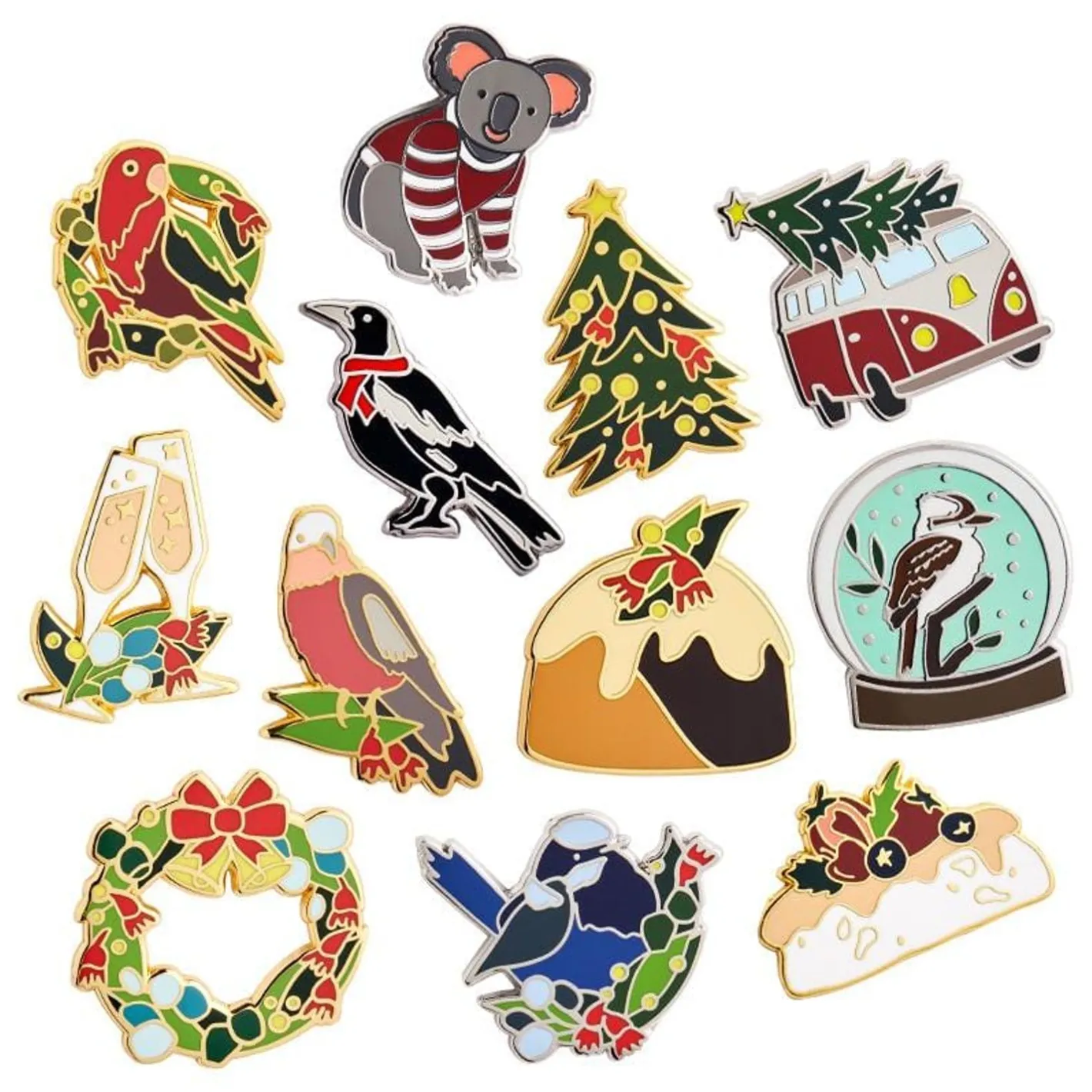 Erstwilder An Australian Christmas Complete Enamel Pin Pack - 12 Piece^ Enamel Pins