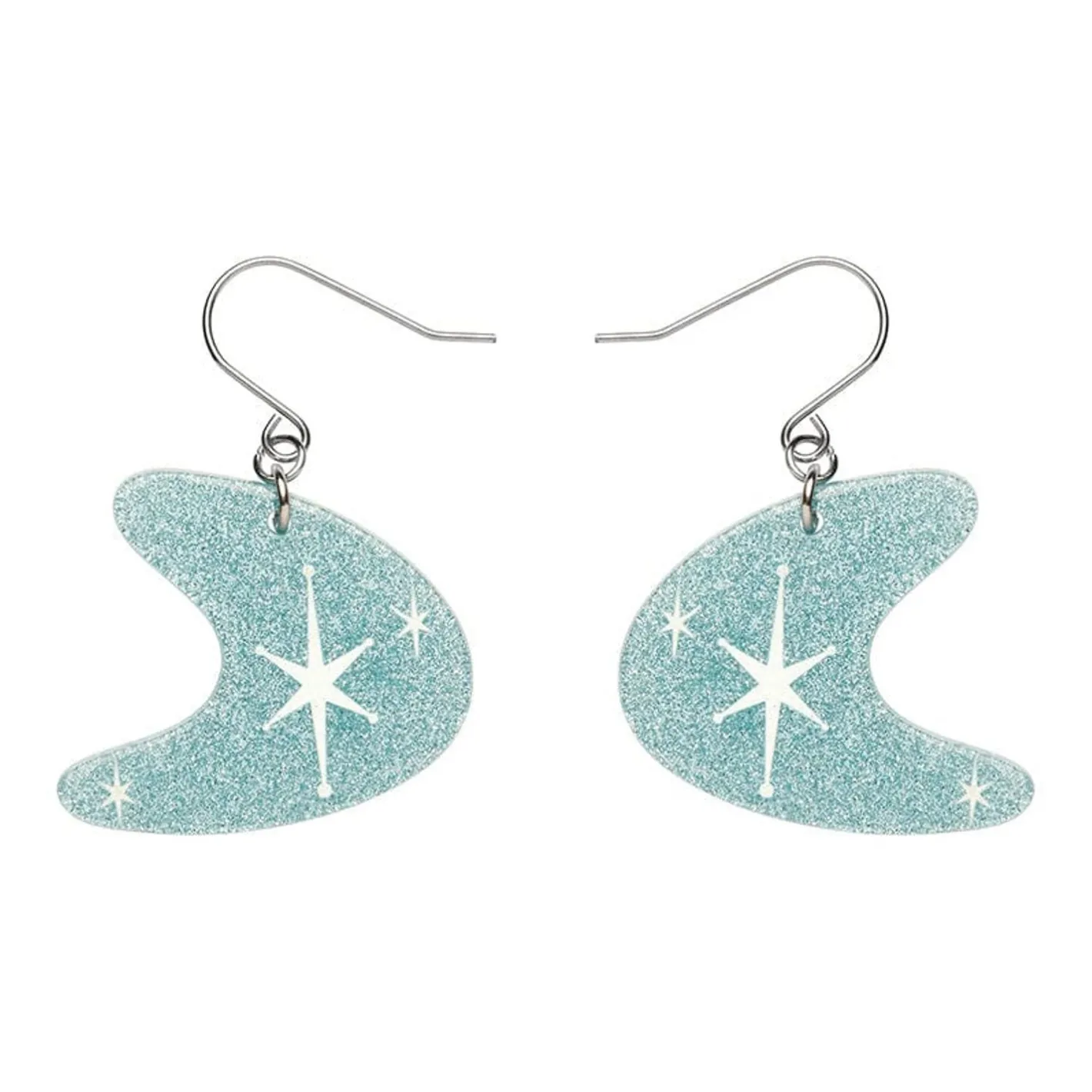 Erstwilder Atomic Boomerang Glitter Drop Earrings - Blue^ Essential Earrings