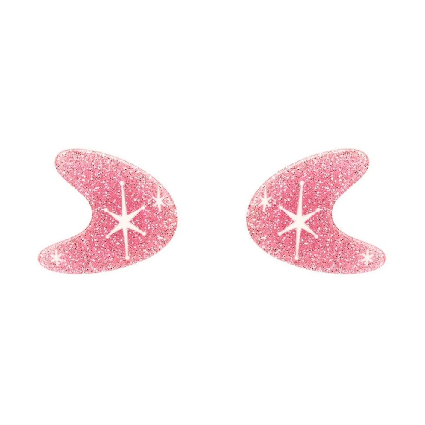 Erstwilder Atomic Boomerang Glitter Stud Earrings - Pink^ Essential Earrings