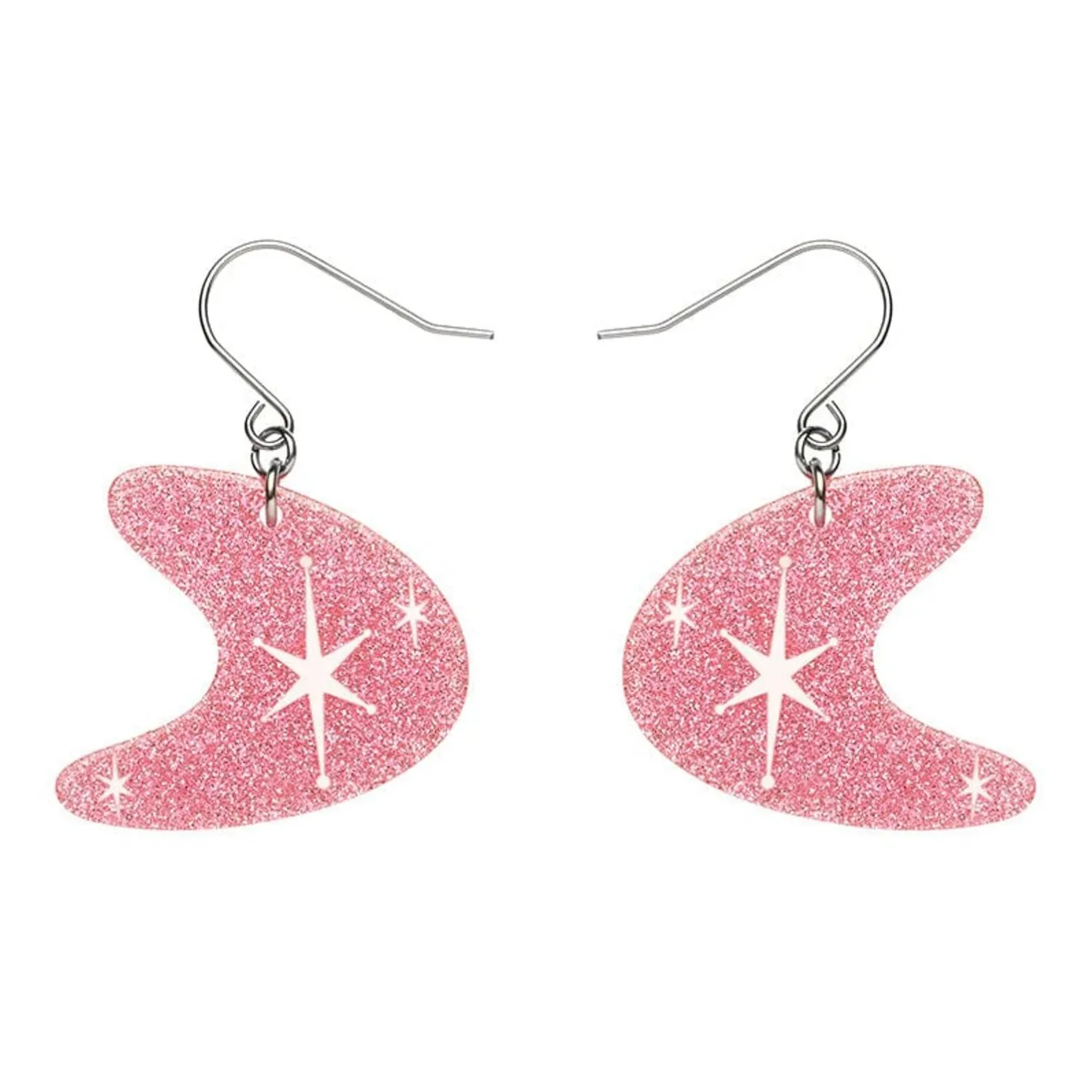 Erstwilder Atomic Boomerang Glitter Drop Earrings - Pink^ Essential Earrings
