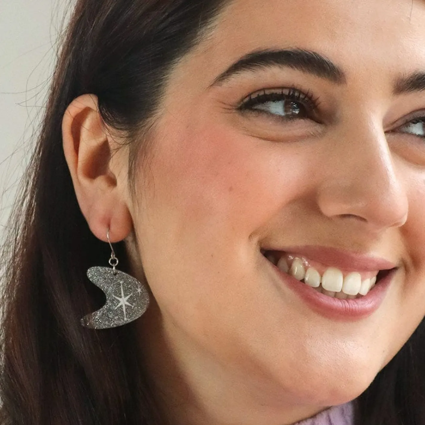 Erstwilder Atomic Boomerang Glitter Drop Earrings - Silver^ Essential Earrings