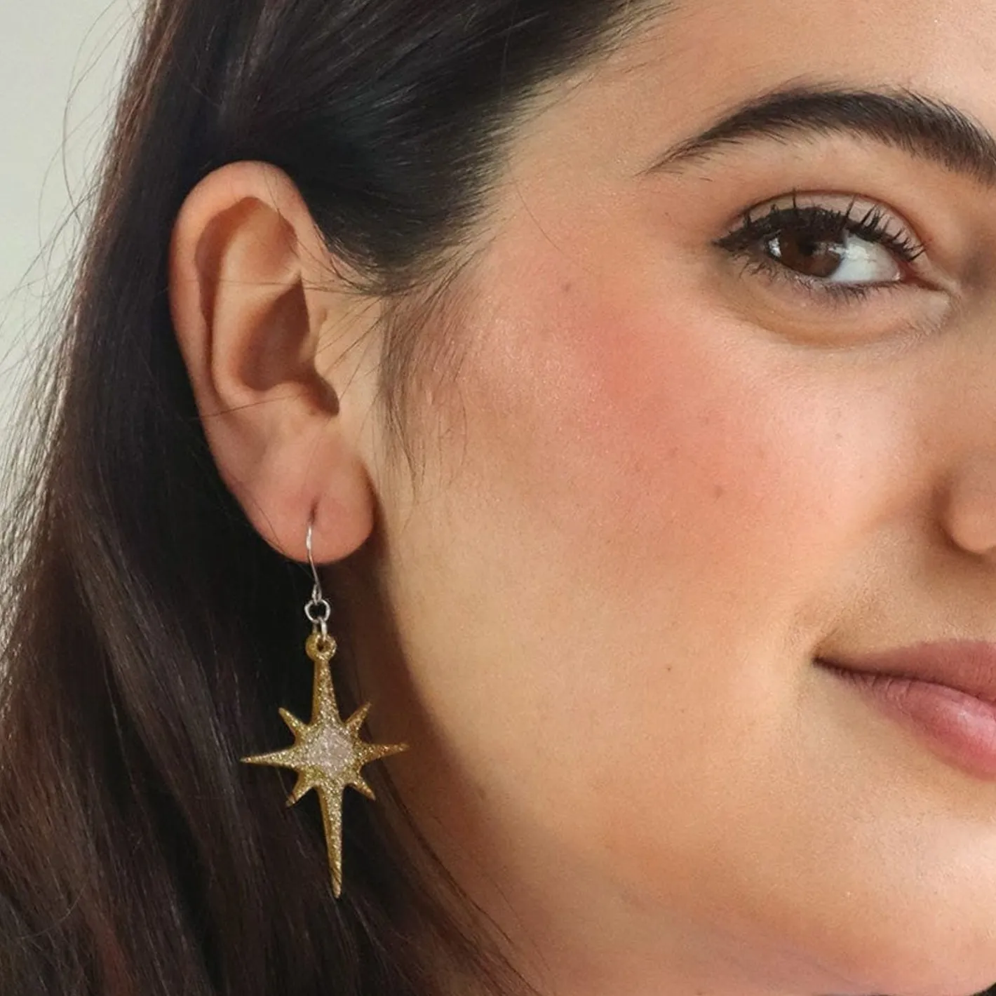Erstwilder Atomic Star Glitter Drop Earring - Gold^ Essential Earrings
