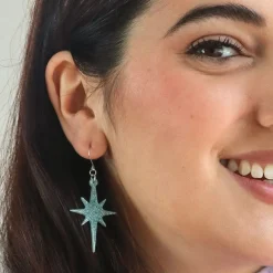 Erstwilder Atomic Star Glitter Drop Earring - Blue^ Essential Earrings