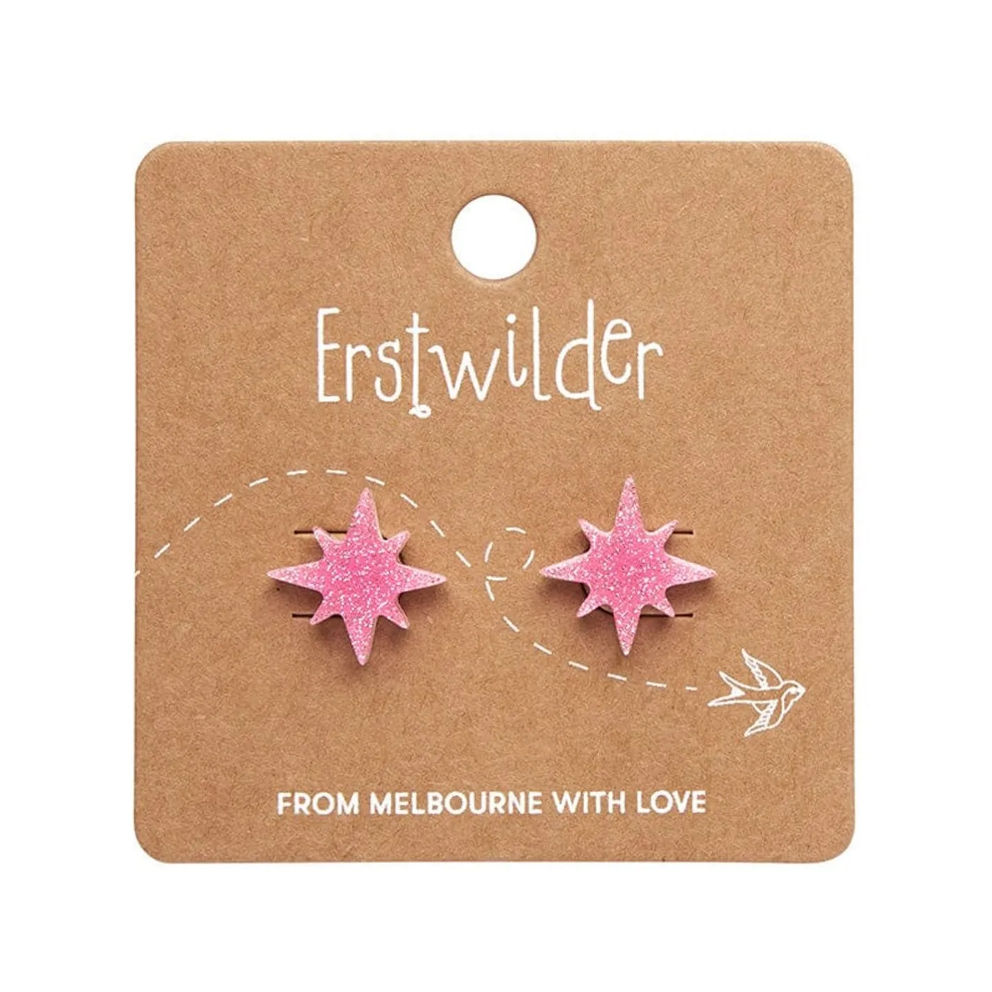 Erstwilder Atomic Star Glitter Stud Earring - Pink^ Essential Earrings