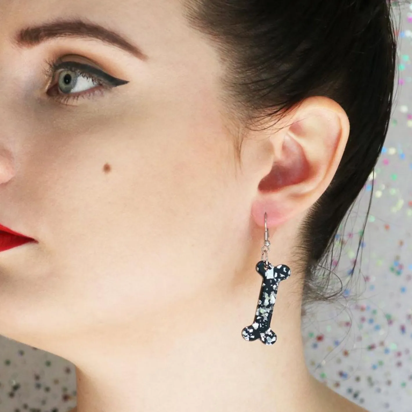Erstwilder Bones Chunky Glitter Resin Drop Earrings - White^ Essential Earrings