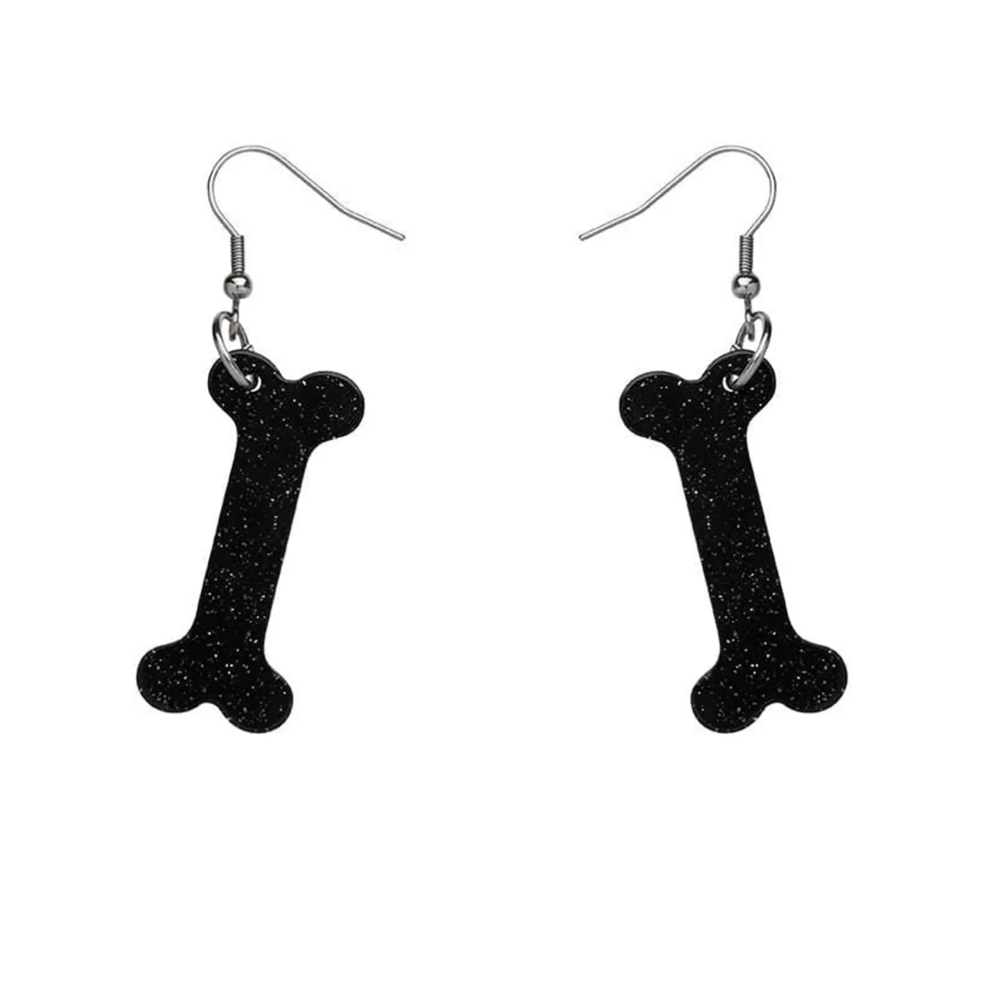 Erstwilder Bones Glitter Resin Drop Earrings - Black^ Essential Earrings