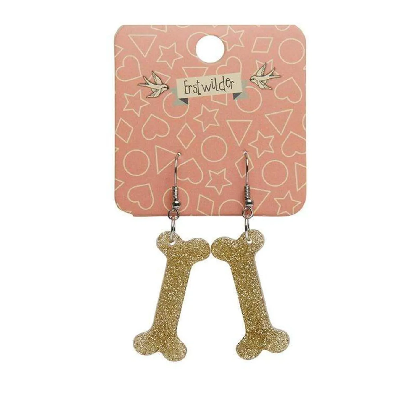 Erstwilder Bones Glitter Resin Drop Earrings - Gold^ Essential Earrings