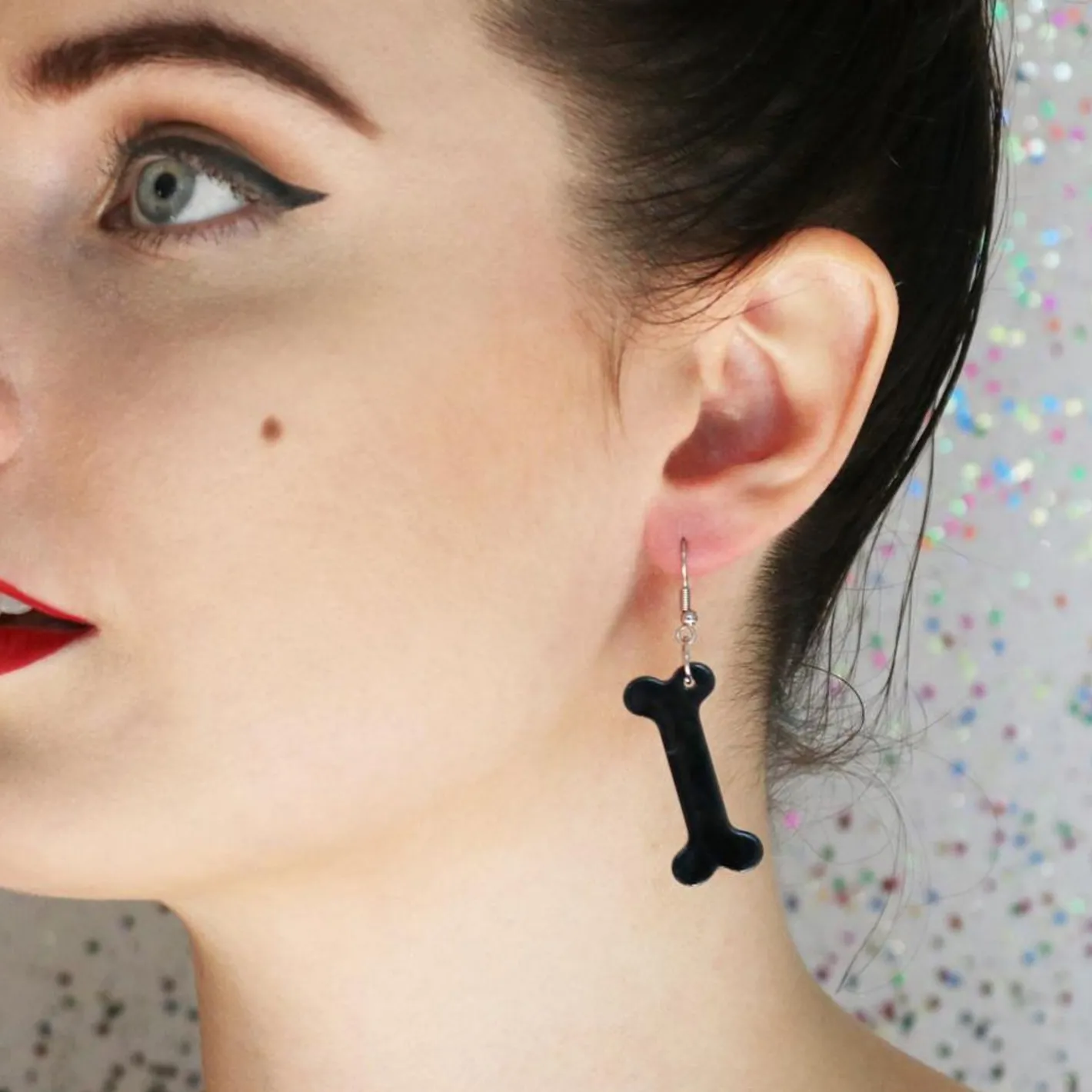 Erstwilder Bones Ripple Resin Drop Earrings - Black^ Essential Earrings