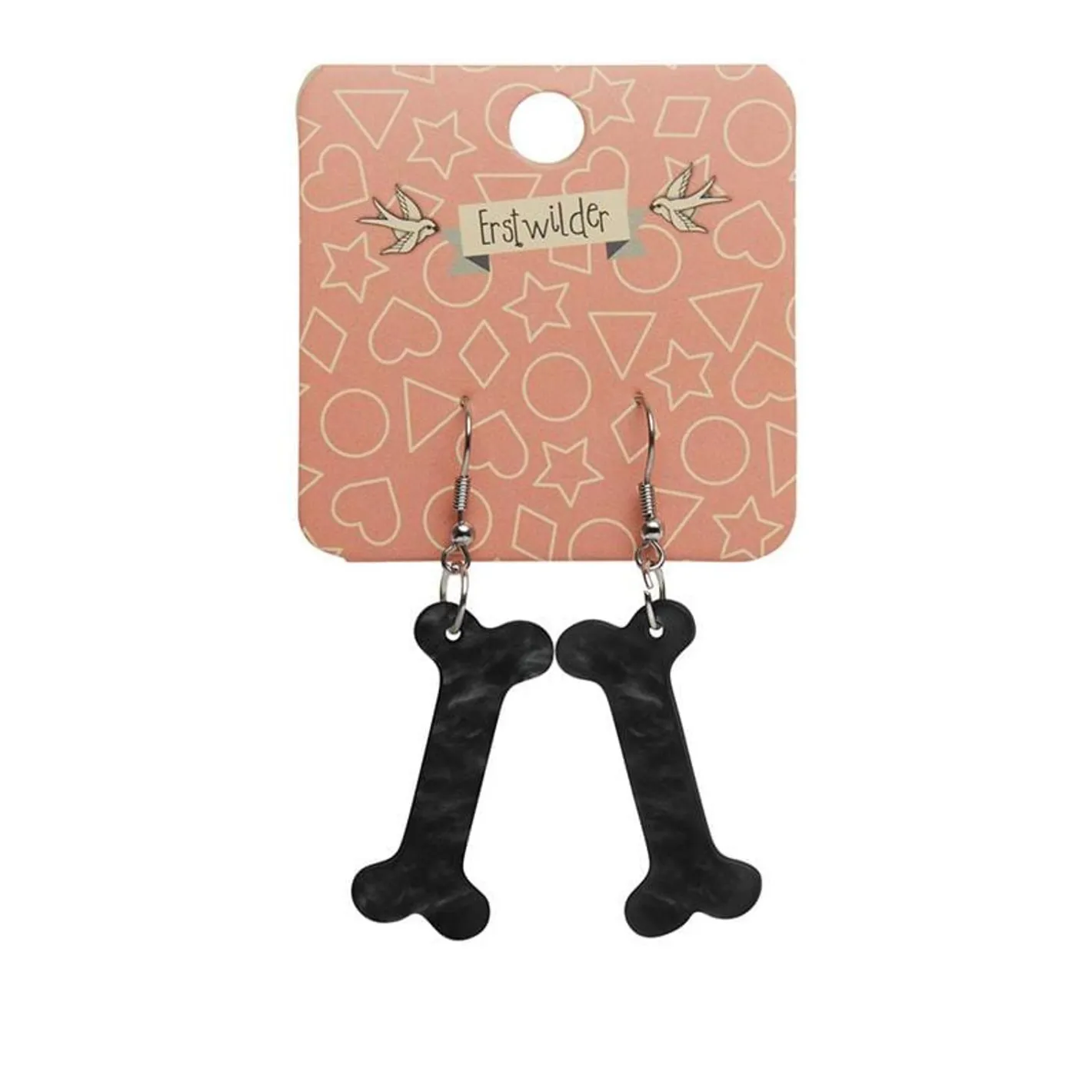 Erstwilder Bones Ripple Resin Drop Earrings - Black^ Essential Earrings