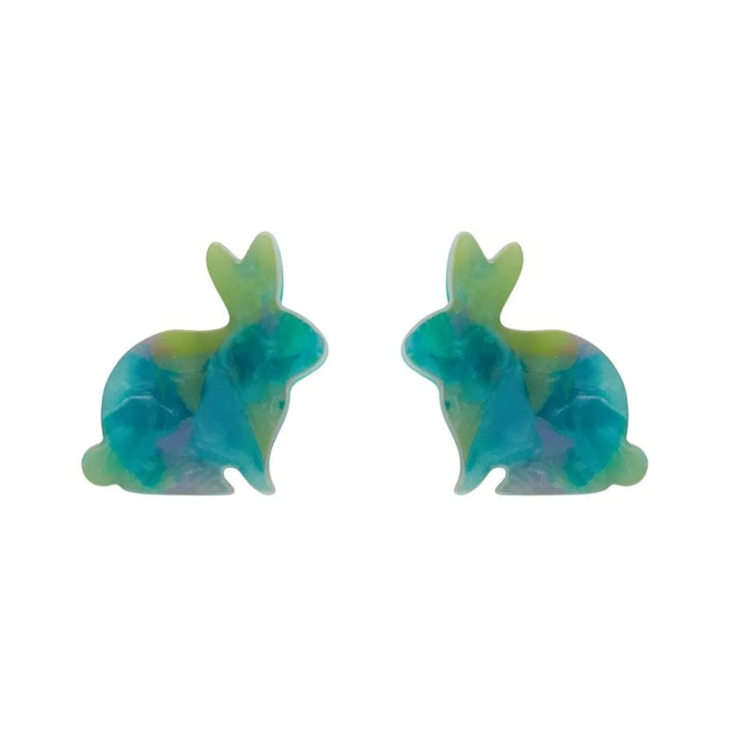 Erstwilder Bunny Mottled Resin Stud Earrings - Green^ Essential Earrings