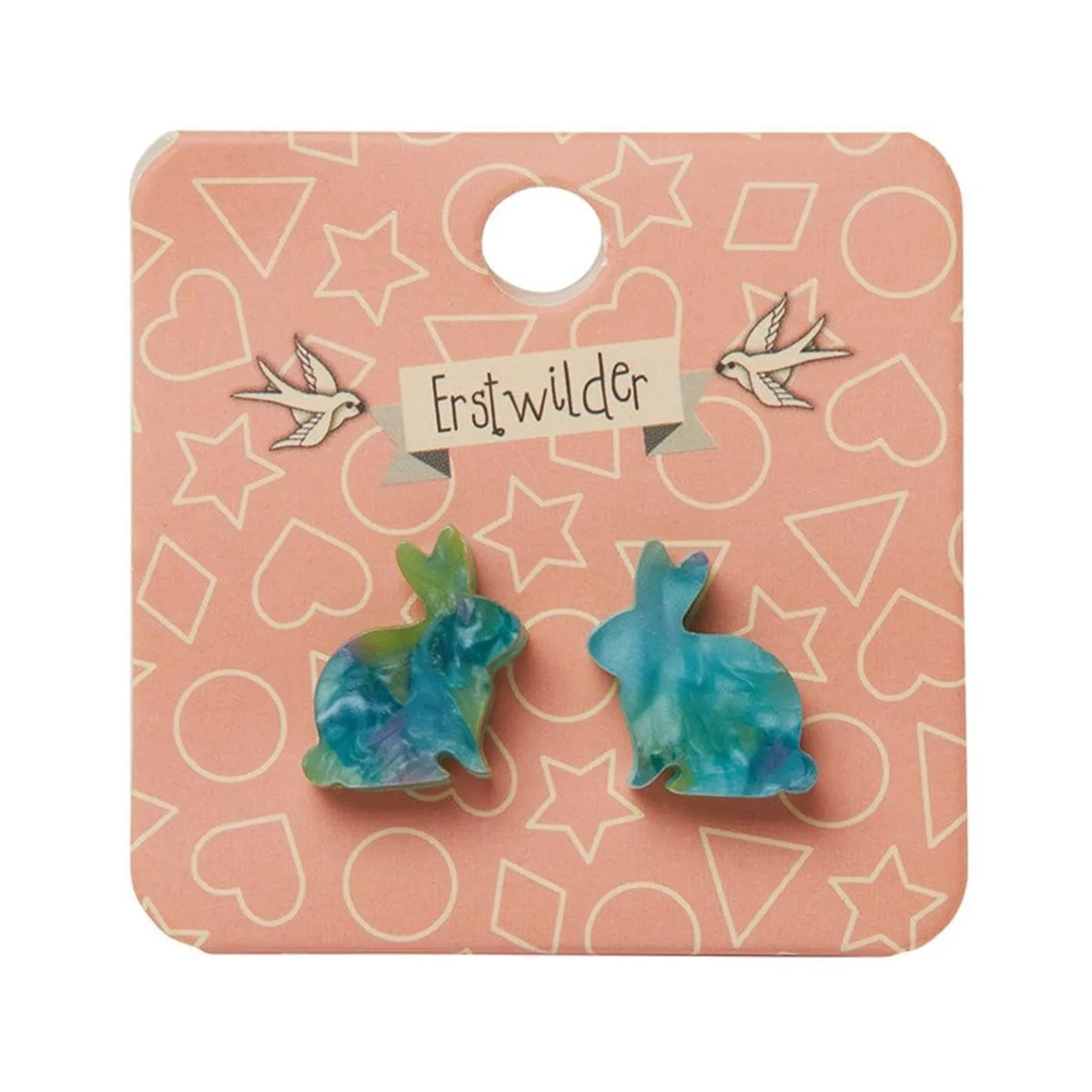 Erstwilder Bunny Mottled Resin Stud Earrings - Green^ Essential Earrings