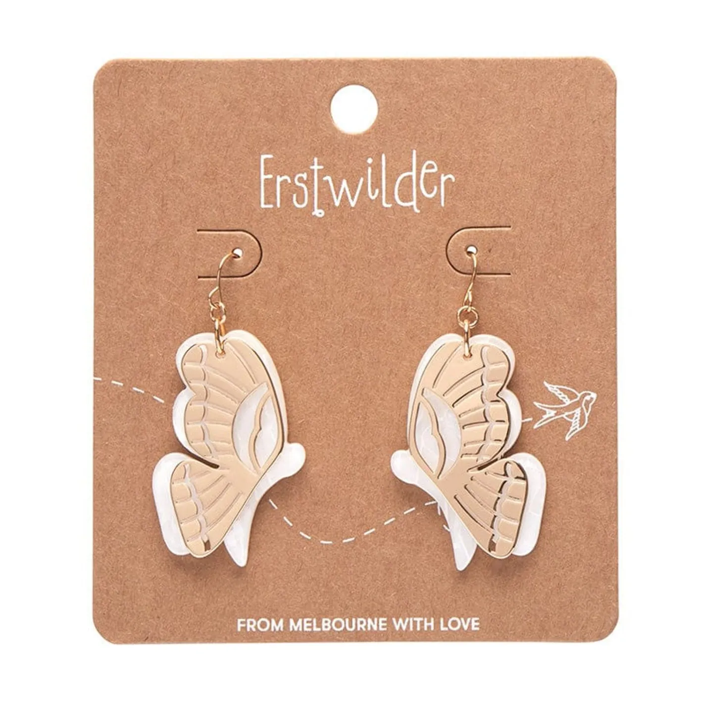 Erstwilder Butterfly Textured Resin Drop Earrings - White^ Essential Earrings