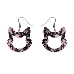 Erstwilder Cat Head Chunky Glitter Resin Drop Earrings - Pink^ Essential Earrings