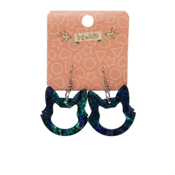 Erstwilder Cat Head Lava Resin Drop Earrings - Green^ Essential Earrings