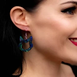 Erstwilder Cat Head Lava Resin Drop Earrings - Green^ Essential Earrings