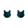 Erstwilder Cat Head Lava Resin Stud Earrings - Green^ Essential Earrings