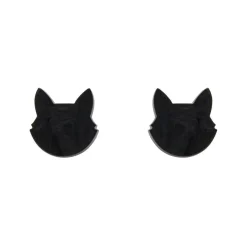 Erstwilder Cat Head Ripple Resin Stud Earrings - Black^ Essential Earrings