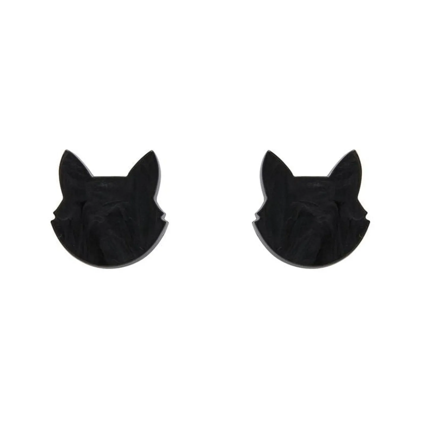 Erstwilder Cat Head Ripple Resin Stud Earrings - Black^ Essential Earrings