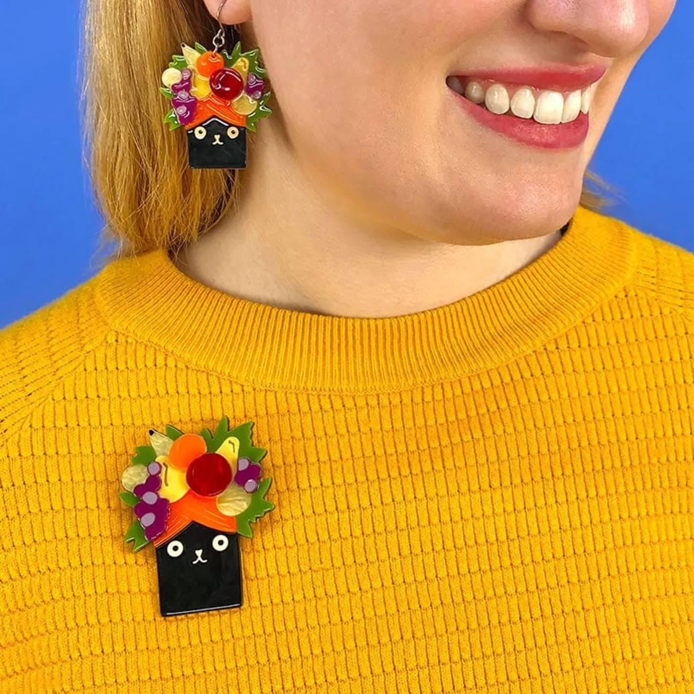 Erstwilder Catmen Miranda Brooch^ Brooches