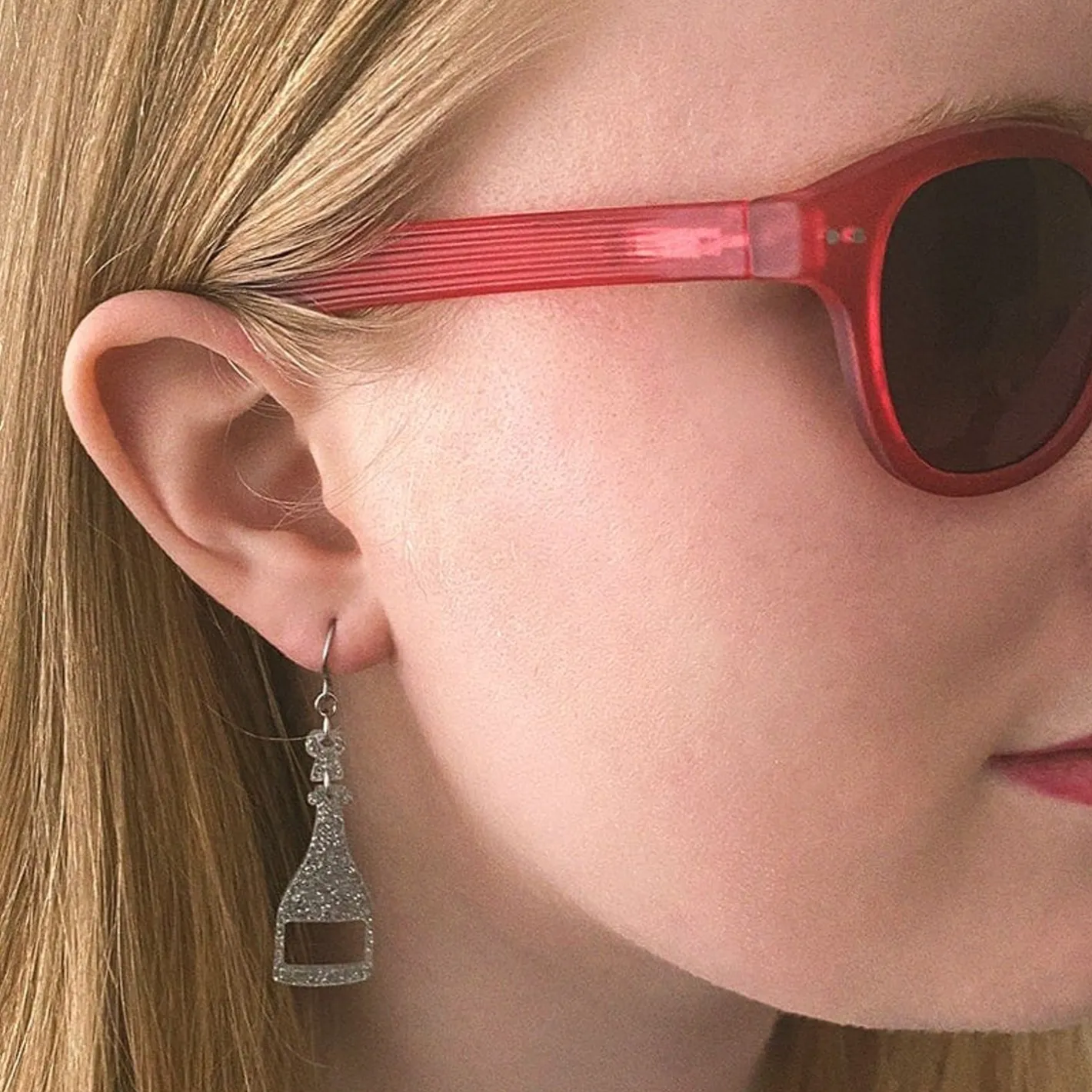 Erstwilder Champagne Glitter Drop Earrings - Silver^ Essential Earrings