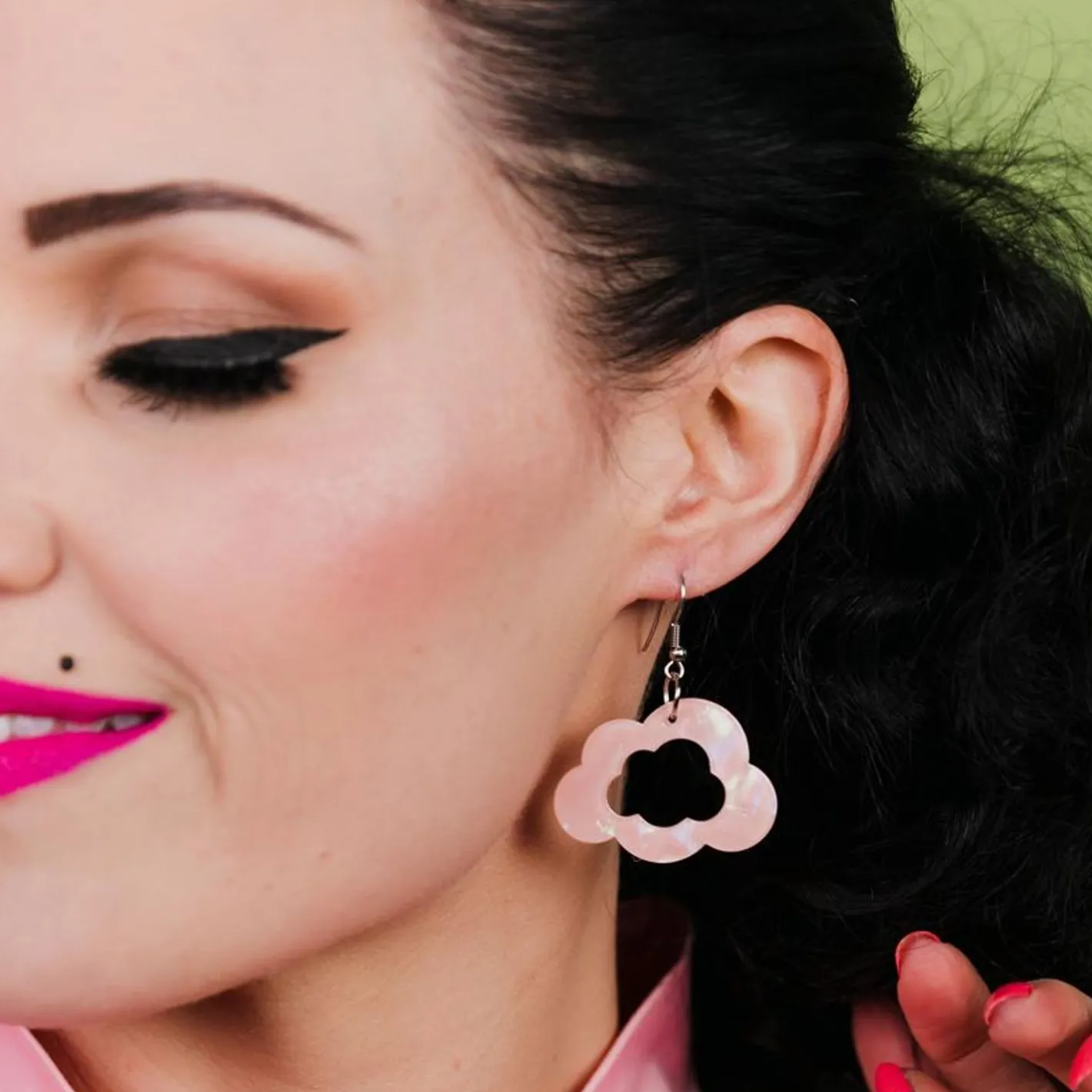 Erstwilder Cloud Solid Glitter Resin Drop Earrings - Pink^ Essential Earrings
