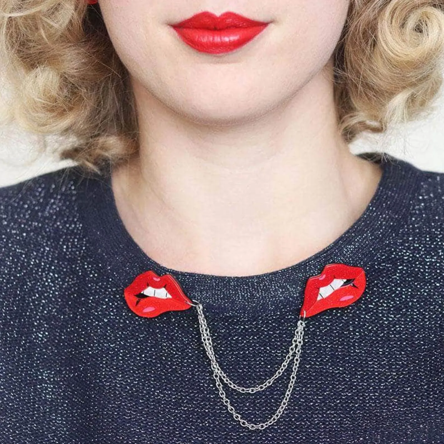 Erstwilder Double Feature Lips Double Brooch^ Brooches