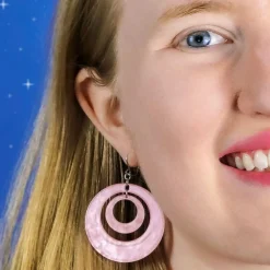 Erstwilder Double Hoop Ripple Drop Earrings - Pink^ Essential Earrings