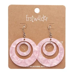 Erstwilder Double Hoop Ripple Drop Earrings - Pink^ Essential Earrings