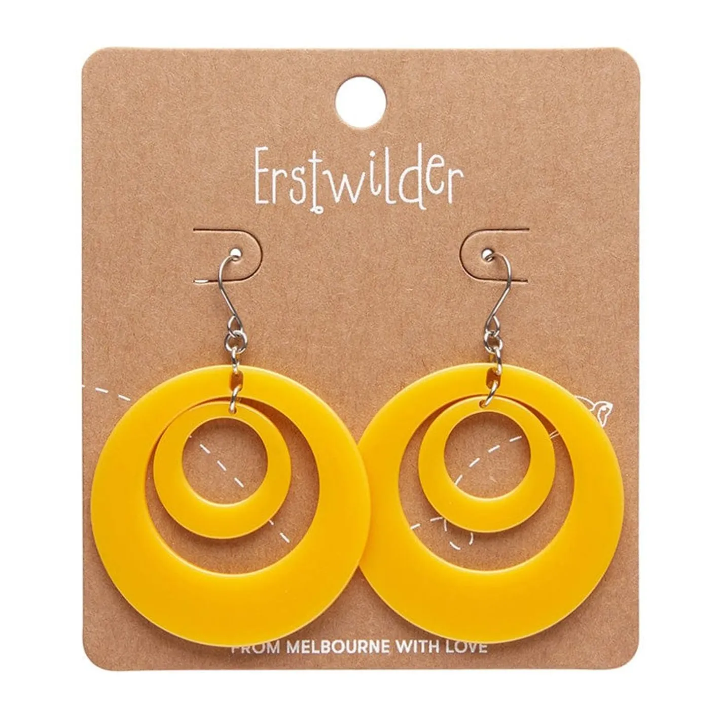 Erstwilder Double Hoop Solid Drop Earrings - Yellow^ Essential Earrings