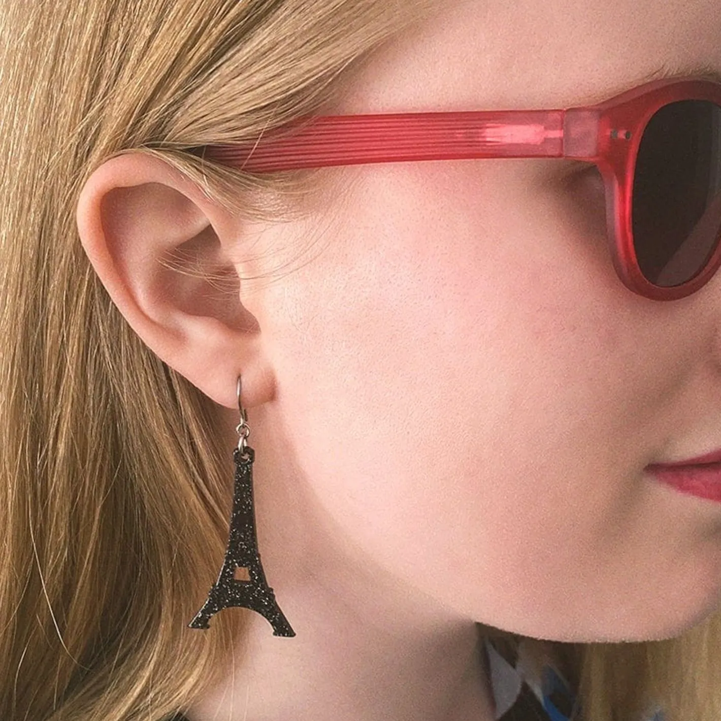 Erstwilder Eiffel Tower Glitter Resin Drop Earrings - Black^ Essential Earrings