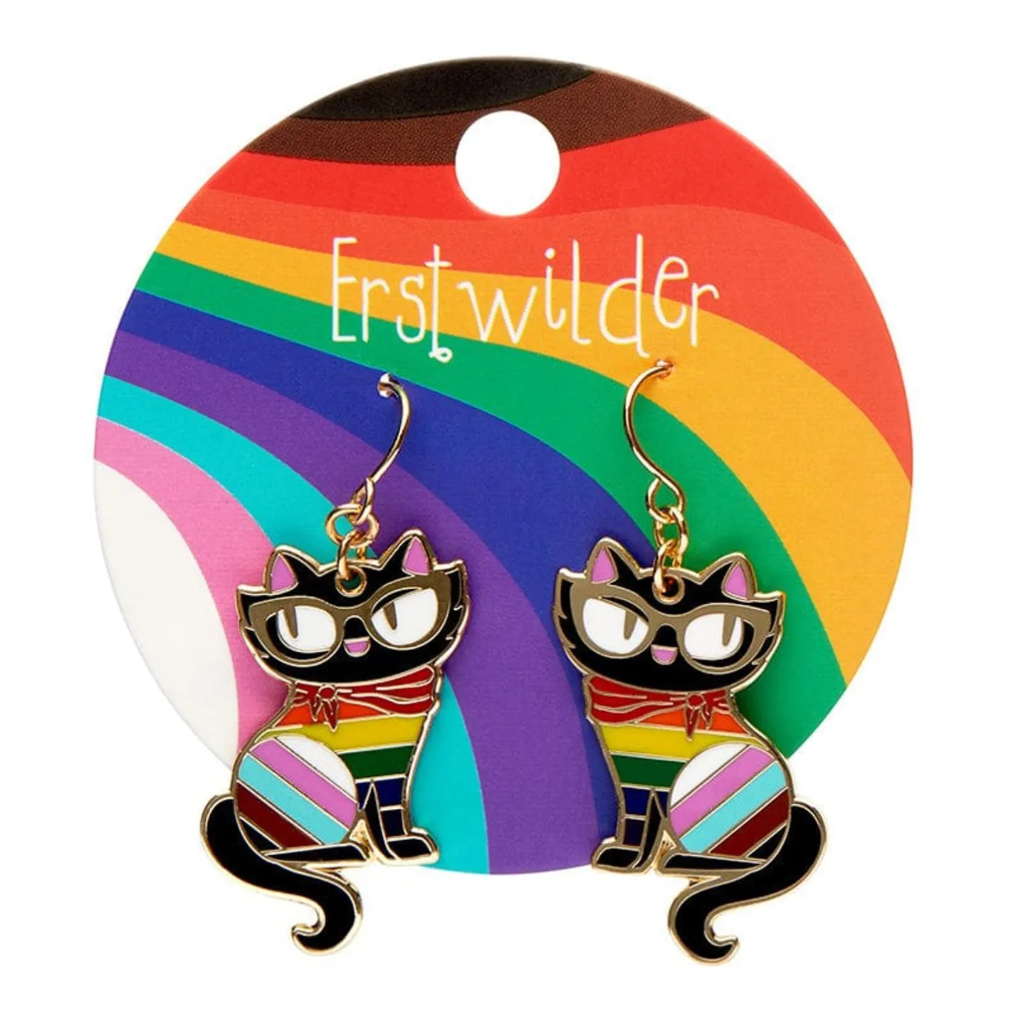 Erstwilder Elissa The Rainbow Cat Enamel Drop Earrings^ Enamel Earrings