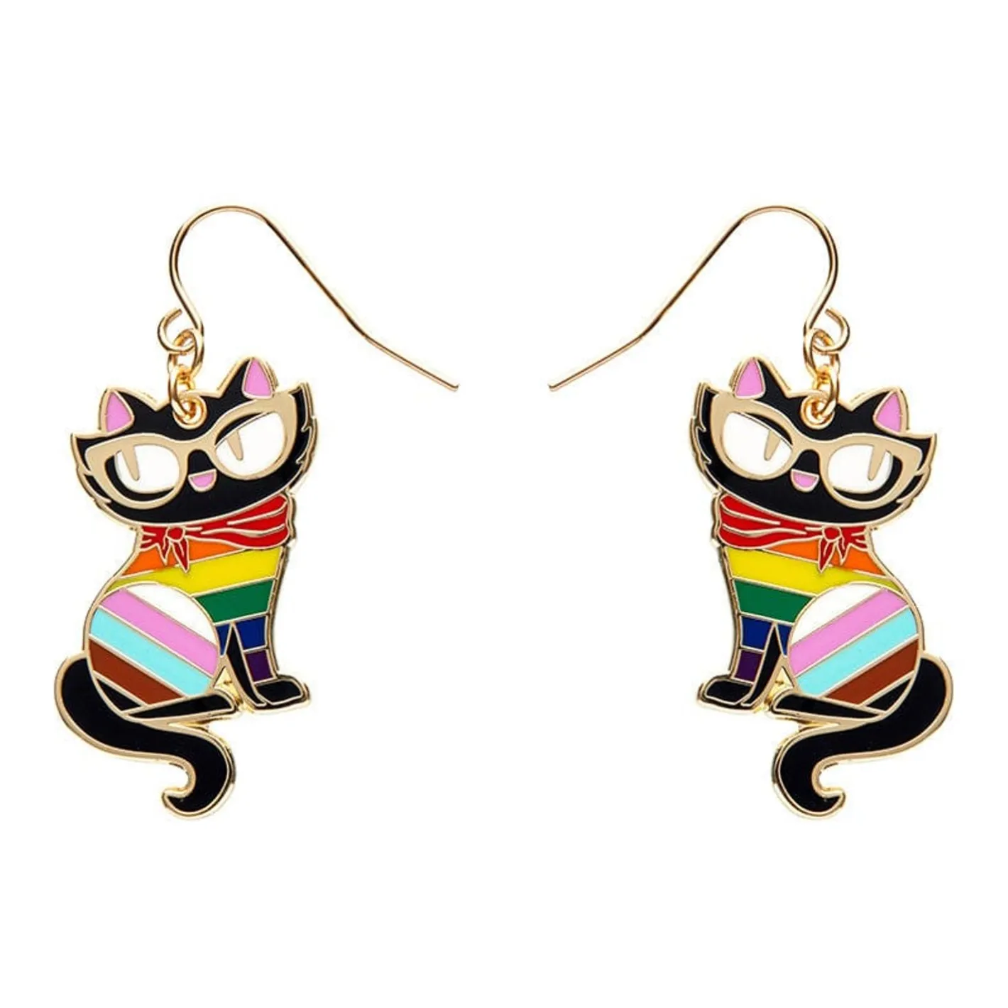 Erstwilder Elissa The Rainbow Cat Enamel Drop Earrings^ Enamel Earrings