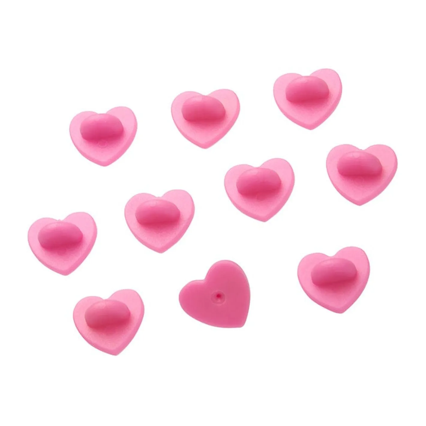 Erstwilder Enamel Pin Rubber Heart Locking Clasp 10-Pack - Pink^ Components