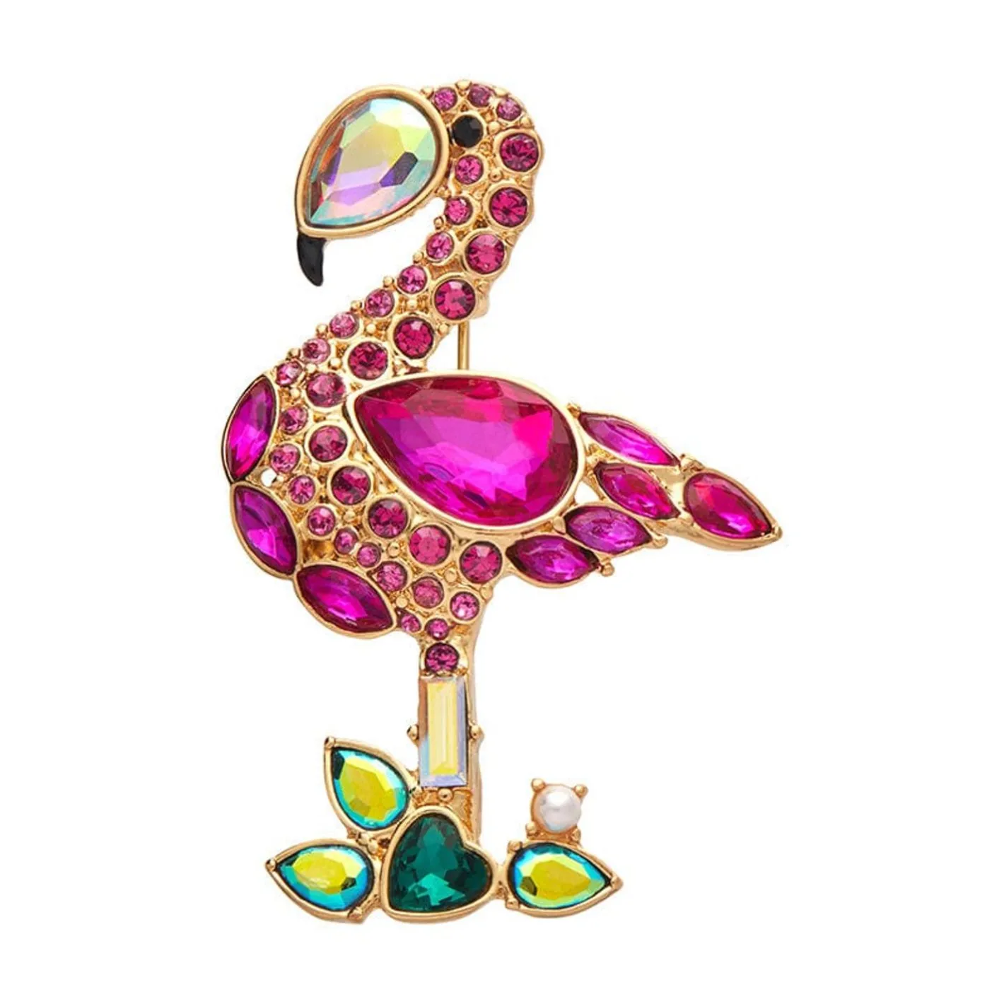 Erstwilder Flamboyant Flamingo Funk Stone Set Crystal Brooch^ Brooches