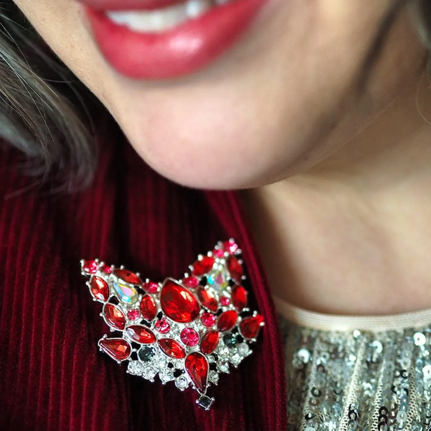 Erstwilder Flora Fox Face Stone Set Crystal Brooch^ Brooches