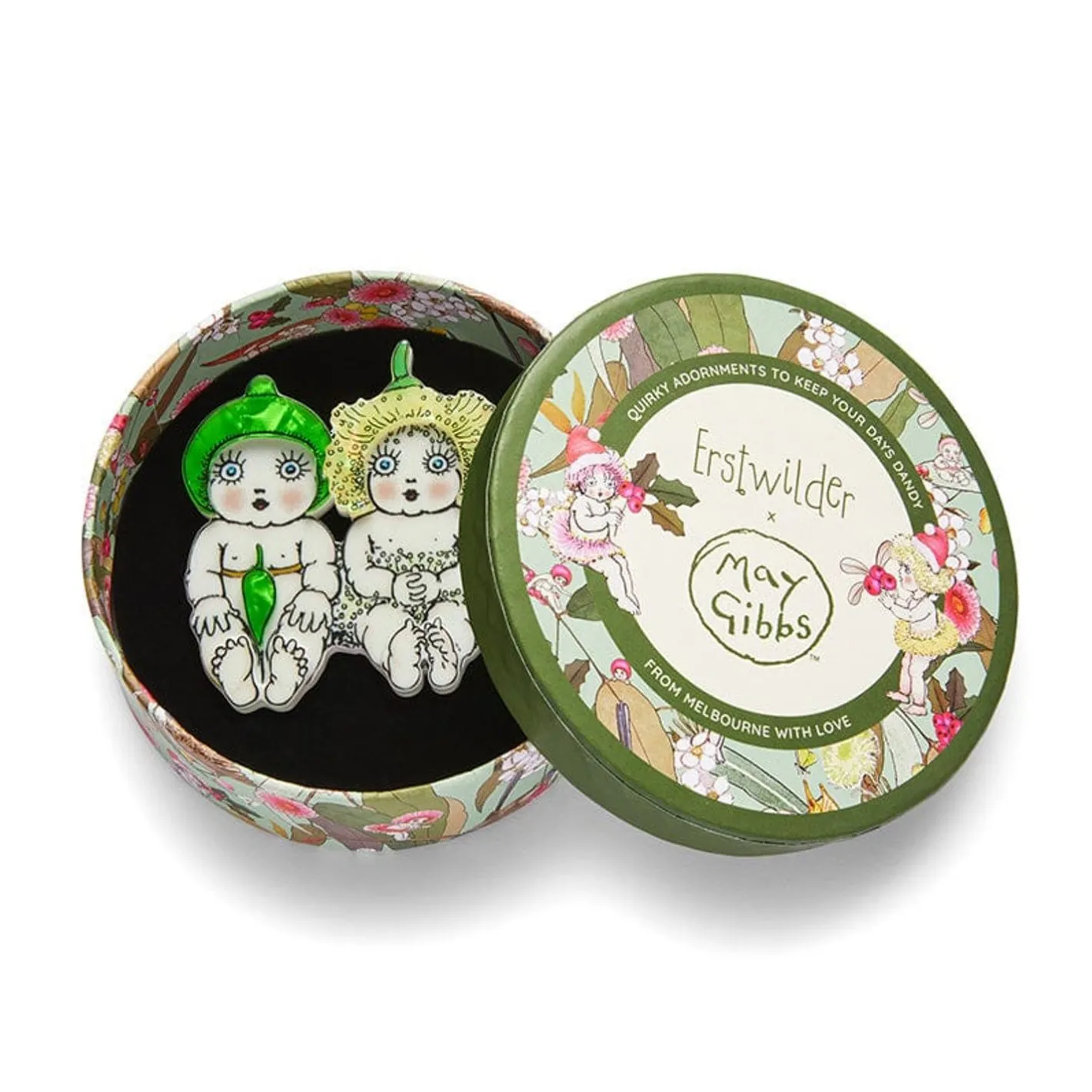 Erstwilder Gumnut Twins Brooch^ Brooches