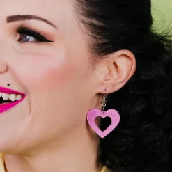 Erstwilder Heart Glitter Resin Drop Earrings - Pink^ Essential Earrings