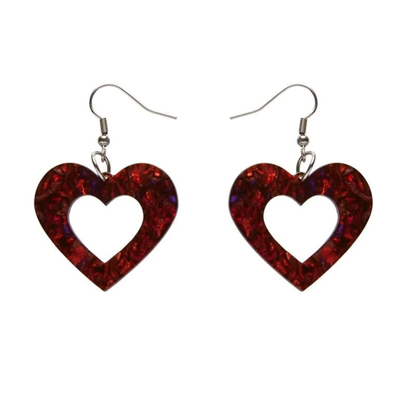 Erstwilder Heart Lava Resin Drop Earrings - Red^ Essential Earrings