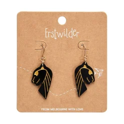 Erstwilder Jaguar Solid Black Resin Drop Earrings - Gold^ Essential Earrings