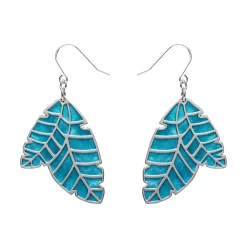 Erstwilder Leaf Textured Emerald Resin Drop Earrings - Silver^ Essential Earrings