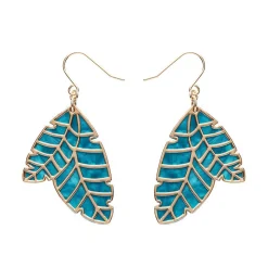 Erstwilder Leaf Textured Emerald Resin Drop Earrings - Gold^ Essential Earrings