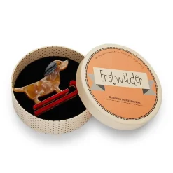 Erstwilder Little Red The Puppy Sled Brooch^ Brooches