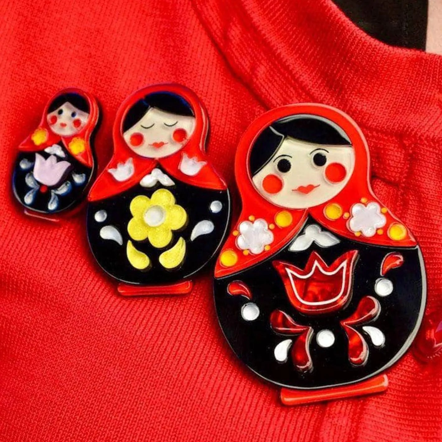 Erstwilder Matryoshka Memories Toy Brooch Set^ Brooches