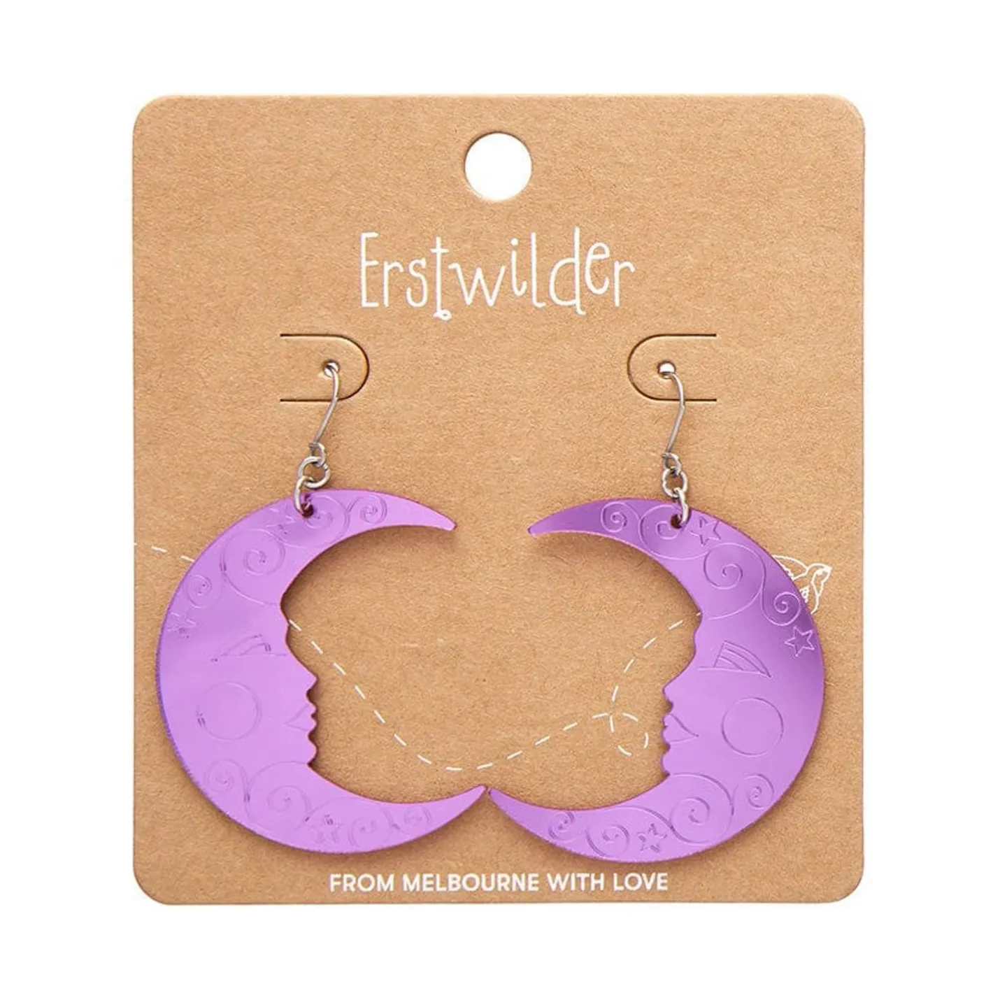 Erstwilder Moon Mirror Drop Earrings - Purple^ Essential Earrings