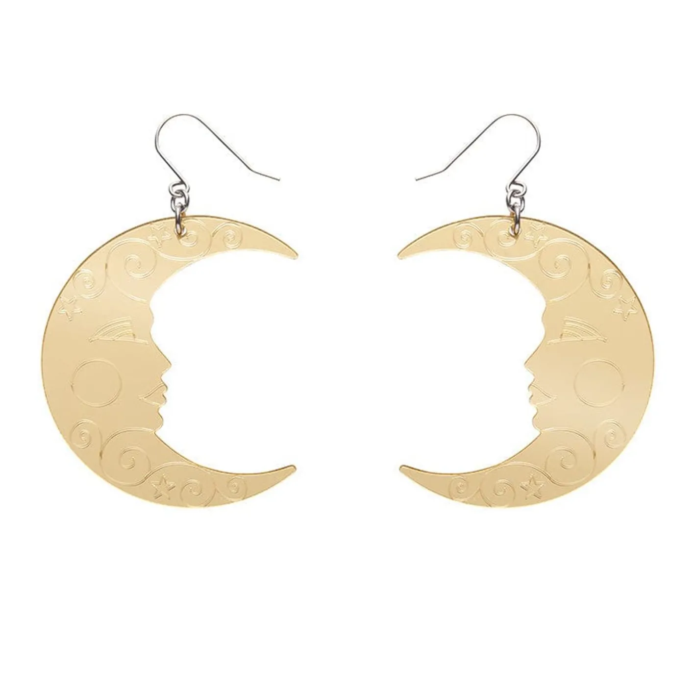 Erstwilder Moon Mirror Drop Earrings - Gold^ Essential Earrings