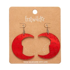 Erstwilder Moon Mirror Drop Earrings - Red^ Essential Earrings