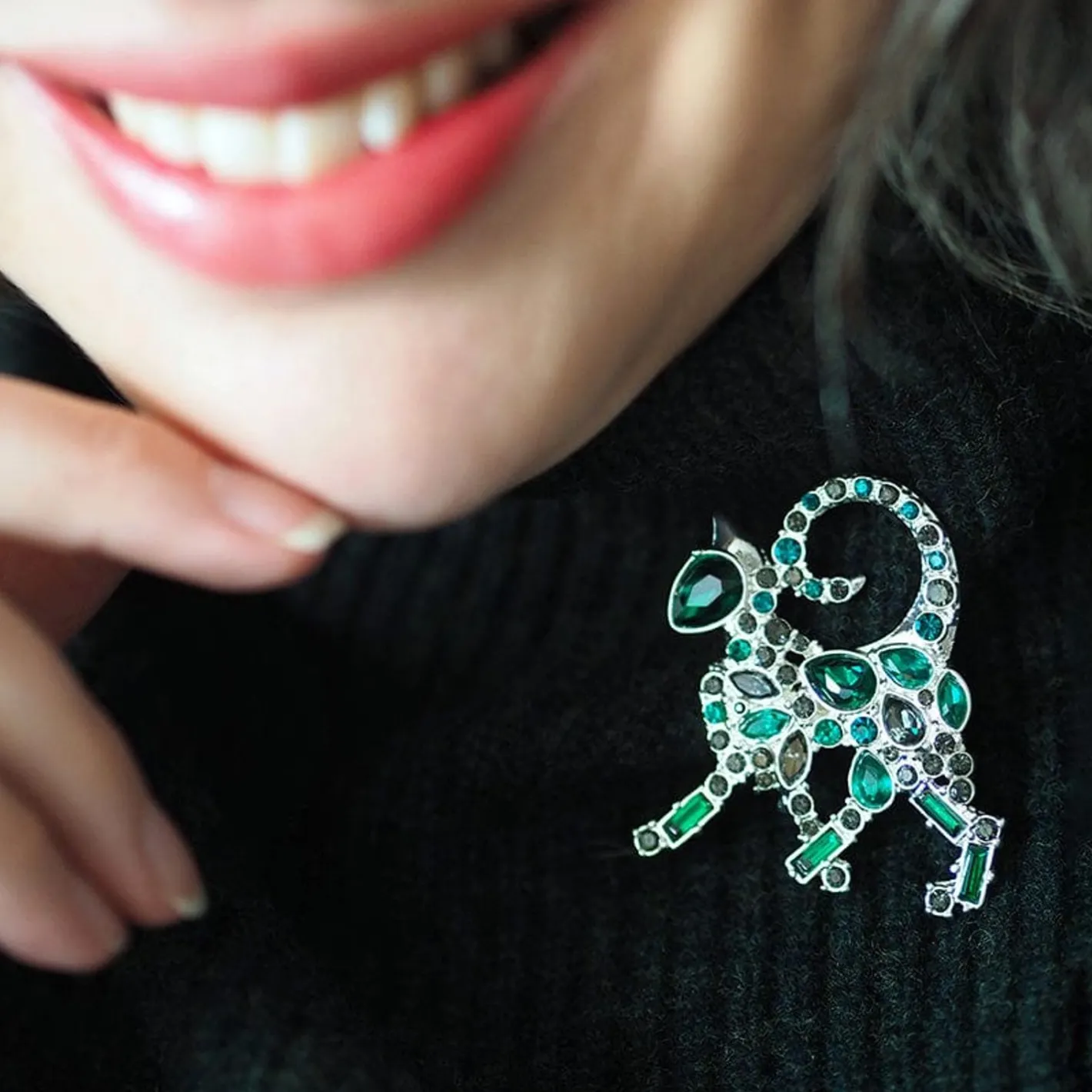 Erstwilder On The Prowl Cat Stone Set Crystal Brooch^ Brooches