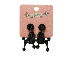 Erstwilder Poodle Glitter Post Drop Earrings - Black^ Essential Earrings