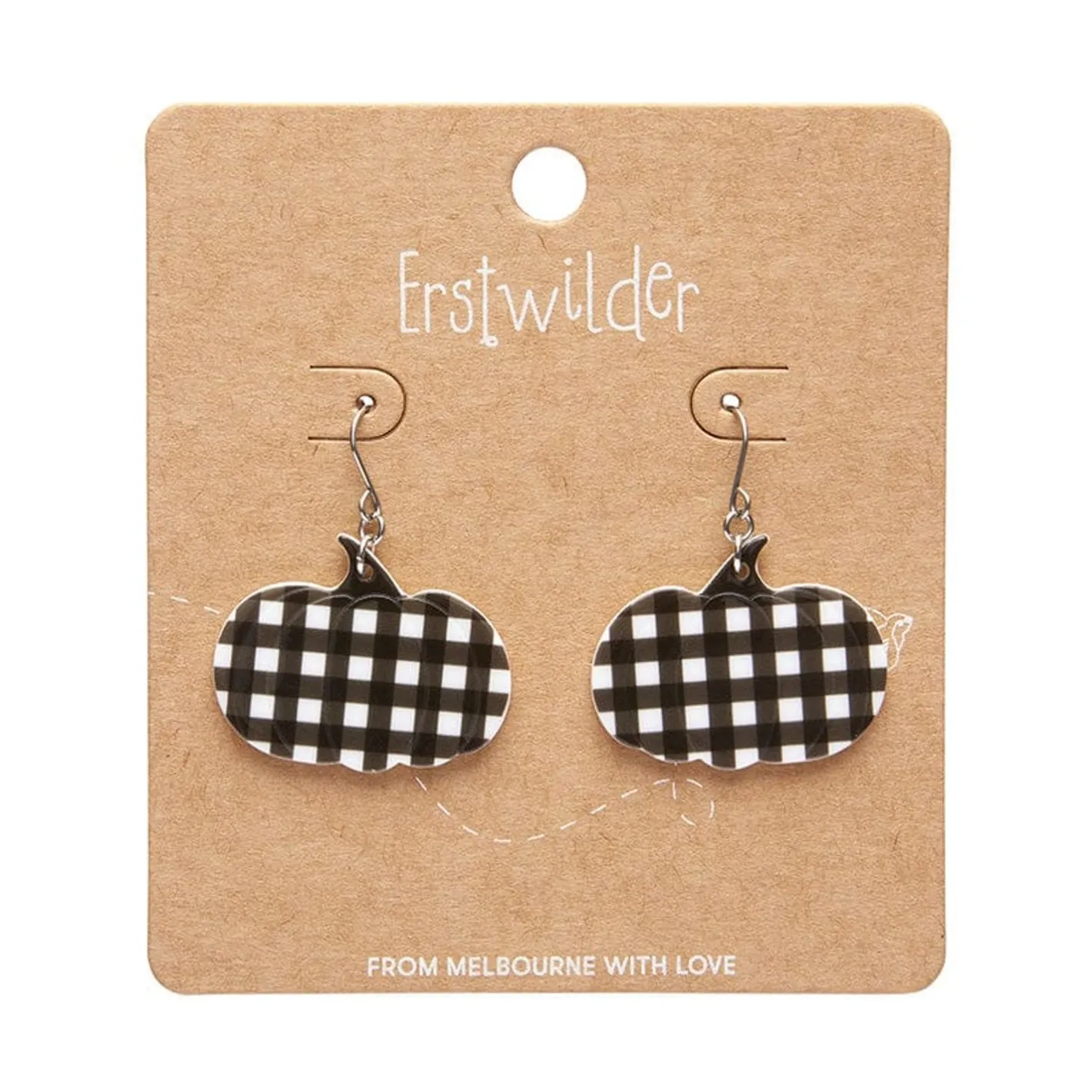 Erstwilder Pumpkin Gingham Drop Earrings - Black^ Essential Earrings