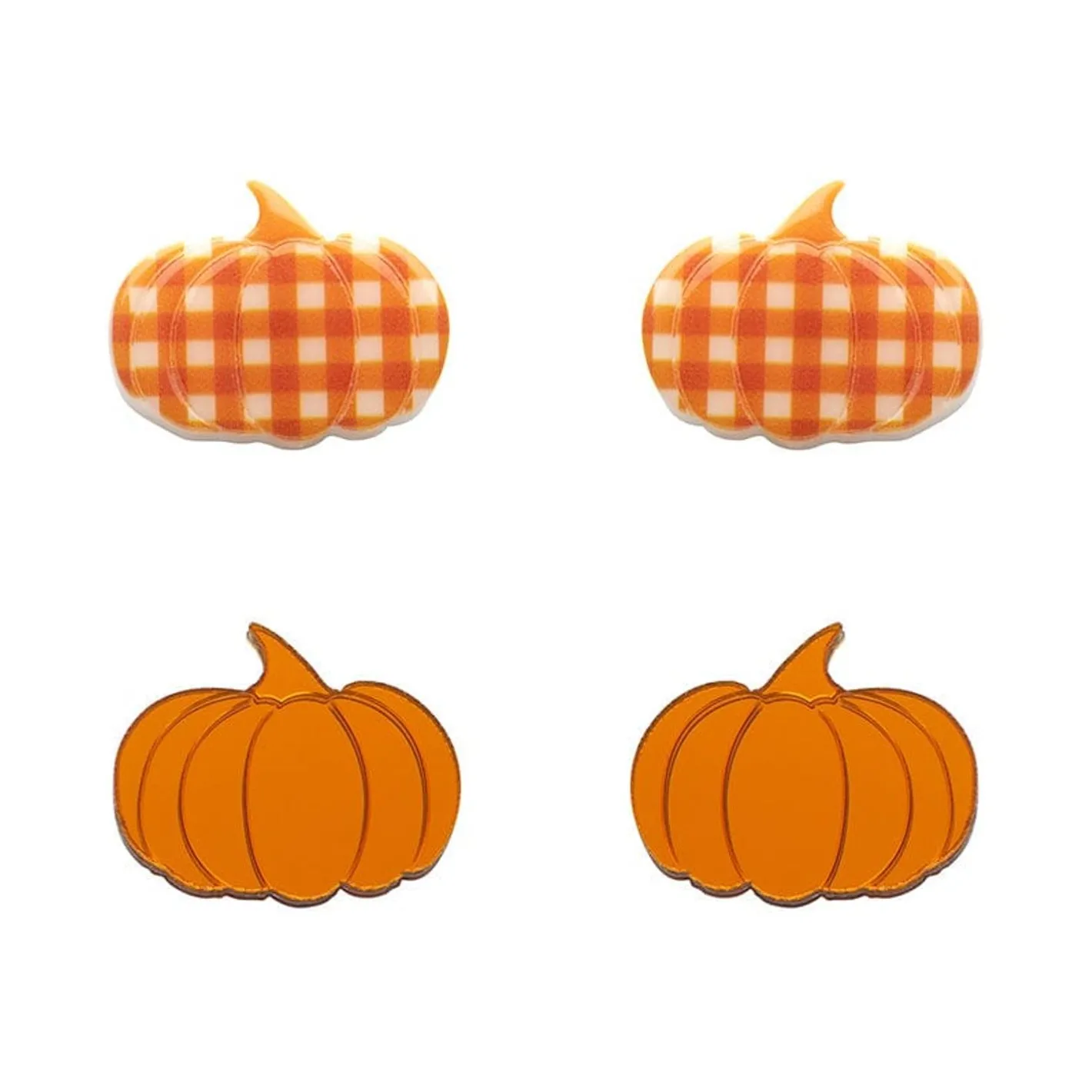 Erstwilder Pumpkin Patch Stud Earrings Set - Orange & Orange Gingham^ Essential Earrings